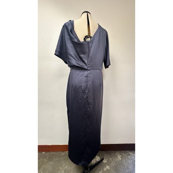 Theia Navy Blue One-Shoulder Midi Dress - Picture 8 of 11
